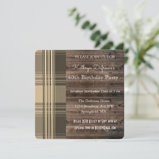 素朴&プレイドエレガンスバースデーパーティー招待 招待状 (スタンド正面)