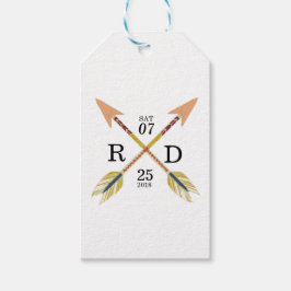 素朴&ボヘミアン |交差矢印 |カスタムウェディング ギフトタグ