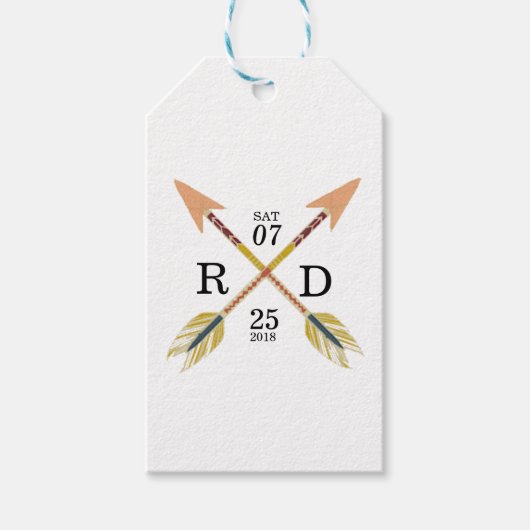 素朴&ボヘミアン |交差矢印 |カスタムウェディング ギフトタグ (正面)