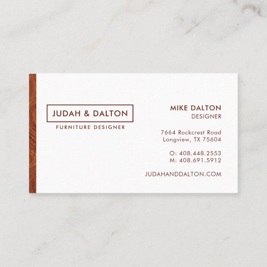 素朴、モダントレンディーウッドグレインミニマル 名刺 (裏面)