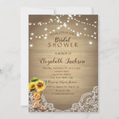 素朴，レース，ブーツヒマワリブライダルシャワー 招待状 (正面)