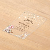 素朴，レース，ブーツフラワーズブライダルシャワー アクリル招待状 (レイダウン)