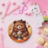 素朴/ヴィンテージ秋熊 ペーパープレート (パーティー)