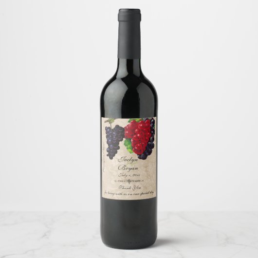 素朴,ヴィンテージ紙,結婚のワイン ワインラベル (正面)