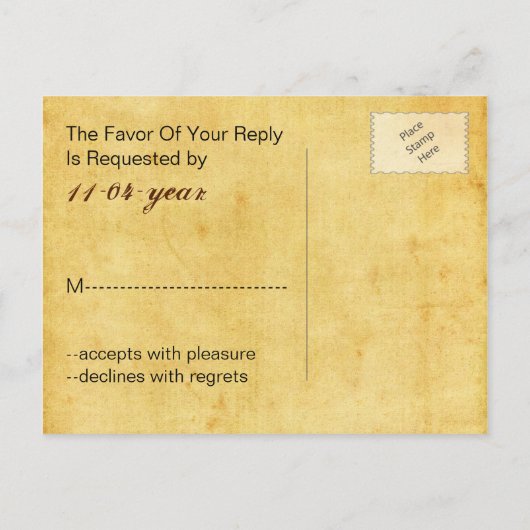 素朴、ヴィンテージ、いかり航海の結婚式rsvp インビテーションポストカード (裏面)