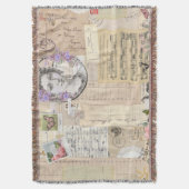 素朴,ヴィンテージ,コラージュ,フローラ,みすぼらしいシックエレガント, スローブランケット (正面縦)