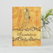 素朴、ヴィンテージ、シーホースビーチ結婚式招待状 招待状 (スタンド正面)