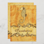 素朴、ヴィンテージ、シーホースビーチ結婚式招待状 招待状 (正面/裏面)