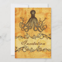 素朴、ヴィンテージ、タコビーチ結婚式招待状