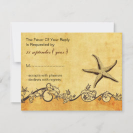 素朴，ヴィンテージ，ヒトデビーチ結婚式rsvp 出欠カード