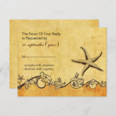 素朴,ヴィンテージ,ヒトデビーチ結婚式rsvp 出欠カード (正面/裏面)