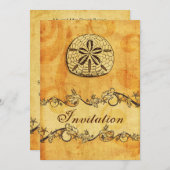 素朴、ヴィンテージ、砂ドルビーチ結婚式招待状 招待状 (正面/裏面)