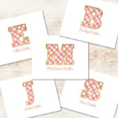 素朴&名門私立校風の "E"ピンクジンガムon Wood ガーリー ノートカード