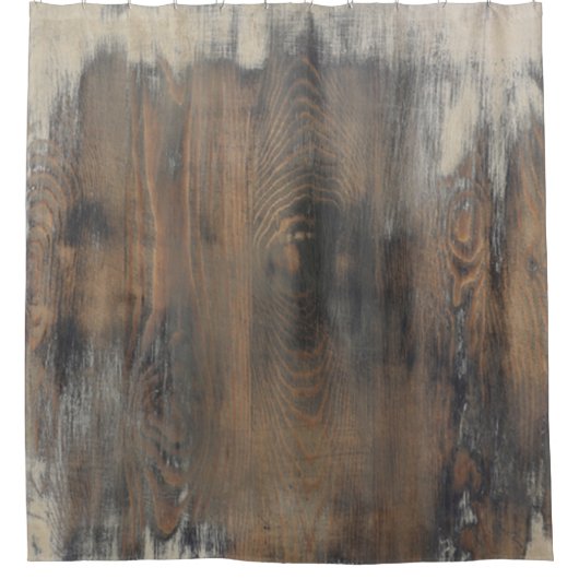 、素朴、擦り切れた、木製の壁、ヴィンテージ、国、上品、s茶色 シャワーカーテン (正面)