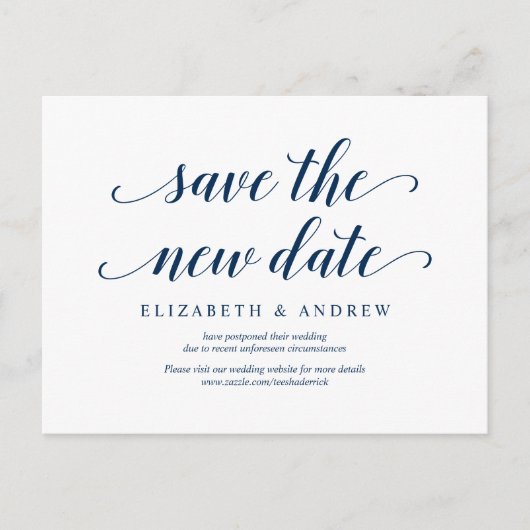 素朴,救新日,ネービーブルー,延期 ポストカード (正面)