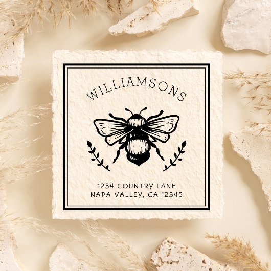 素朴(昆虫)マルハナバチ |ファミリ名差出人住所 セルフインキングスタンプ