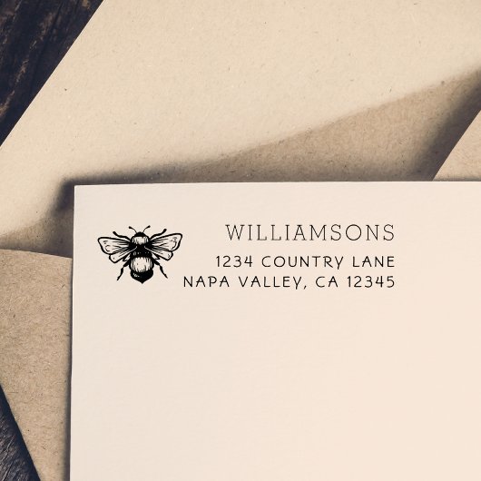 素朴(昆虫)マルハナバチ |ファミリ名差出人住所 セルフインキングスタンプ