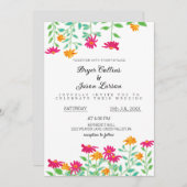 素朴《植物》百日草花結婚式招待状 招待状 (正面/裏面)