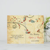 素朴,赤フローラ折り畳み,秋の結婚式プログラム (スタンド正面)