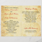 素朴,赤フローラ折り畳み,秋の結婚式プログラム (裏面)