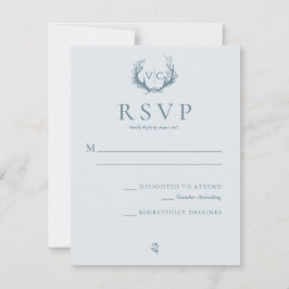 素朴〔雄ジカの〕枝角とフローラリース |ウェディングRSVP 出欠カード