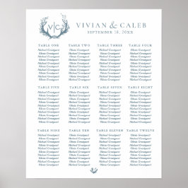 素朴〔雄ジカの〕枝角とフローラリース |シーティングチャート ポスター