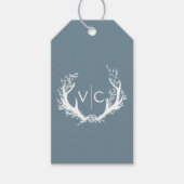 素朴〔雄ジカの〕枝角とフローラリース |結婚式の引き出物 ギフトタグ (正面)