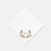 素朴〔雄ジカの〕枝角と緑 |名前をカスタムする結婚ズ スタンダードカクテルナプキン (角)