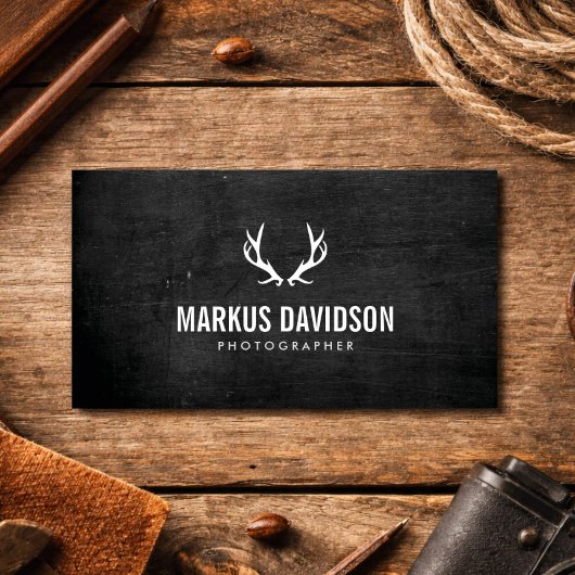 素朴〔雄ジカの〕枝角オン黒木フォトグラファー，クラフト 名刺