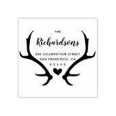 素朴〔雄ジカの〕枝角スクリプトファミリ名と差出人住所 ラバースタンプ (インプリント)