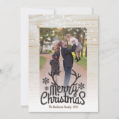 素朴〔雄ジカの〕枝角ストリングライトフォトメリークリスマス シーズンカード (正面)