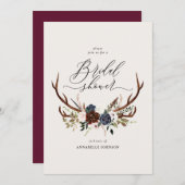 素朴〔雄ジカの〕枝角ネイビーブルゴーニュフローラブライダルシャワー (正面/裏面)