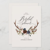 素朴〔雄ジカの〕枝角ネイビーブルゴーニュフローラブライダルシャワー (正面/裏面)