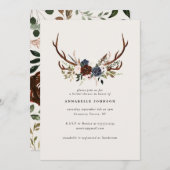 素朴〔雄ジカの〕枝角ネイビーブルゴーニュフローラブライダルシャワー (正面/裏面)