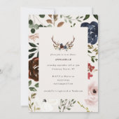 素朴〔雄ジカの〕枝角ネイビーブルゴーニュフローラブライダルシャワー (裏面)