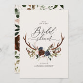 素朴〔雄ジカの〕枝角ネイビーブルゴーニュフローラブライダルシャワー (正面/裏面)