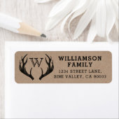 素朴〔雄ジカの〕枝角ファミリーモノグラムクリスマス ラベル (インサイチュ)