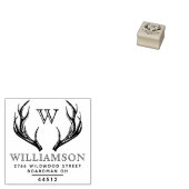 素朴〔雄ジカの〕枝角ファミリーモノグラム差出人住所 ラバースタンプ (押印)