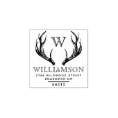 素朴〔雄ジカの〕枝角ファミリーモノグラム差出人住所 ラバースタンプ (インプリント)