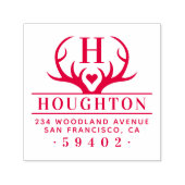 素朴〔雄ジカの〕枝角ファミリー名モノグラム差出人住所 セルフインキングスタンプ (デザイン)