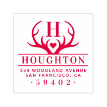 素朴〔雄ジカの〕枝角ファミリー名モノグラム差出人住所