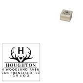 素朴〔雄ジカの〕枝角ファミリー名モノグラム差出人住所 ラバースタンプ (押印)