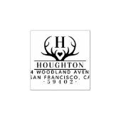 素朴〔雄ジカの〕枝角ファミリー名モノグラム差出人住所 ラバースタンプ (インプリント)