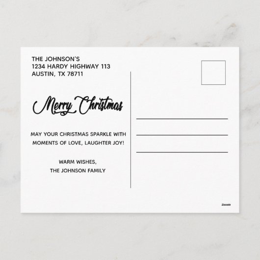 素朴〔雄ジカの〕枝角ホリークリスマスフォトコラージュ シーズンポストカード (裏面)