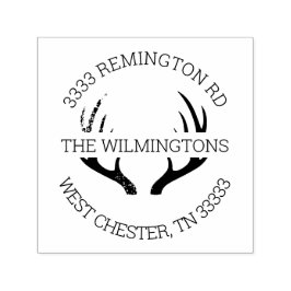 素朴〔雄ジカの〕枝角ラウンド差出人住所 セルフインキングスタンプ