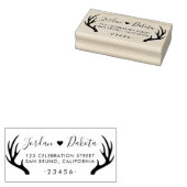 素朴〔雄ジカの〕枝角&かわいいハート結婚の差出人住所 ラバースタンプ (押印)