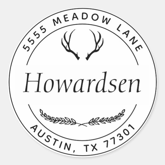 素朴〔雄ジカの〕枝角 ラウンドシール (正面)