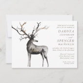 素朴〔雄ジカの〕枝角 |狩りは田舎の結婚式 招待状 (正面)