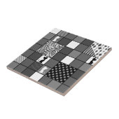 素朴，黒と白，パッチワーク，シンプル タイル (側面)