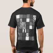 素朴,黒と白,パッチワーク,シンプル Tシャツ (裏面)